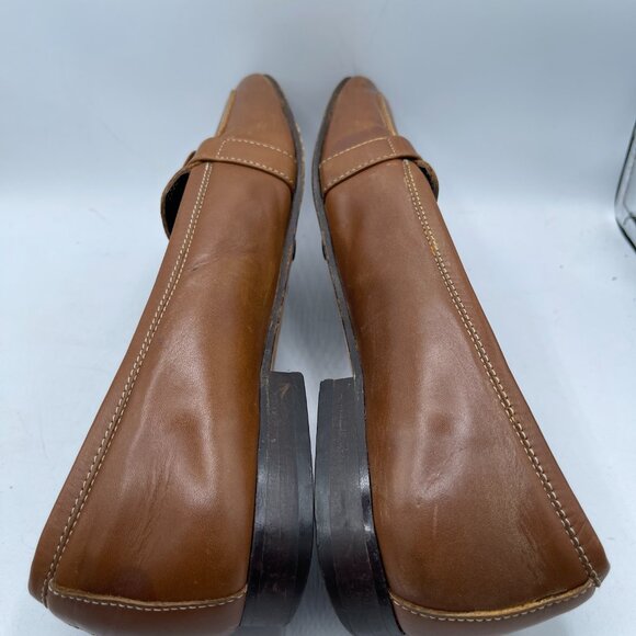 Coach Italy Leather Loafers Square Toe Buckle Brown 6.5B - Picture 5 of 12